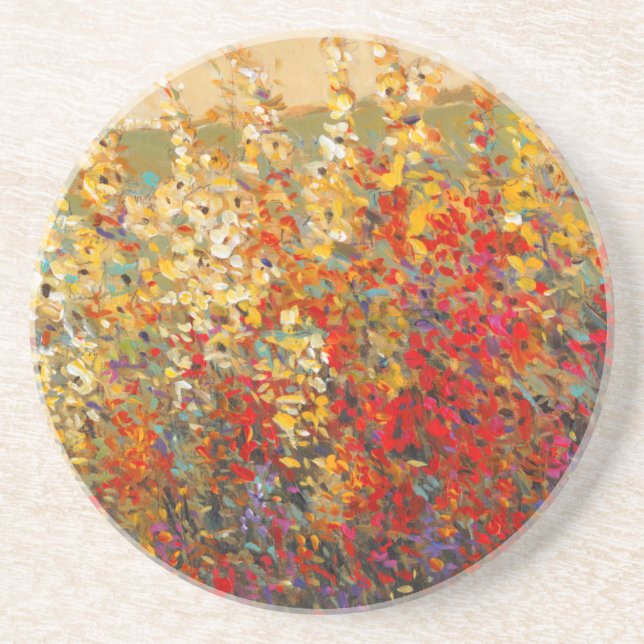 Posavasos Mural de jardín brillante de flores silvestres de  (Frente)