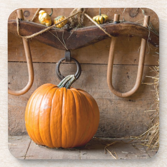 Posavasos Museo de los agricultores. Calabaza en granero con (Frente)