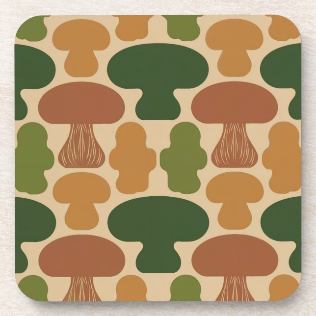 Posavasos Mushroom Camo Beige Plastic Coaster Set (Frente)
