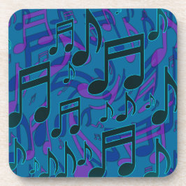Posavasos Music Notes Blue Green Purple Musical Pattern