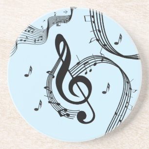 Posavasos Música de Clave de Sol Climática Azul
