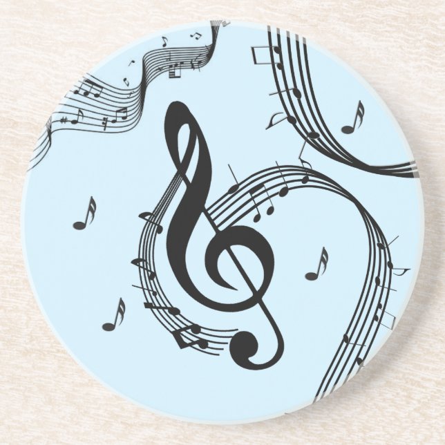 Posavasos Música de Clave de Sol Climática Azul (Frente)