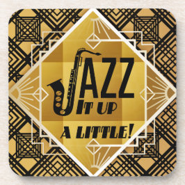 Posavasos Música de jazz saxofoniano en oro negro Art Deco