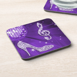 Posavasos Música Nota Morado/Lilac Brillante & Tacón de Aguj