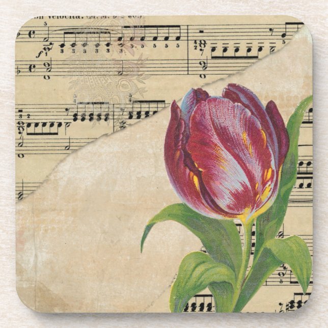 Posavasos Música victoriana vintage Romance Tulips (Frente)