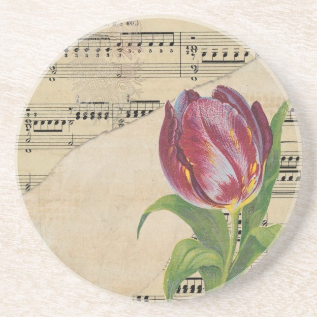 Posavasos Música victoriana vintage Romance Tulips (Frente)