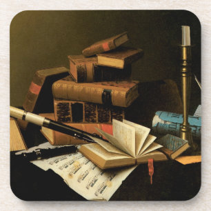 Posavasos Música y Literatura por William Harnett, Arte Fino