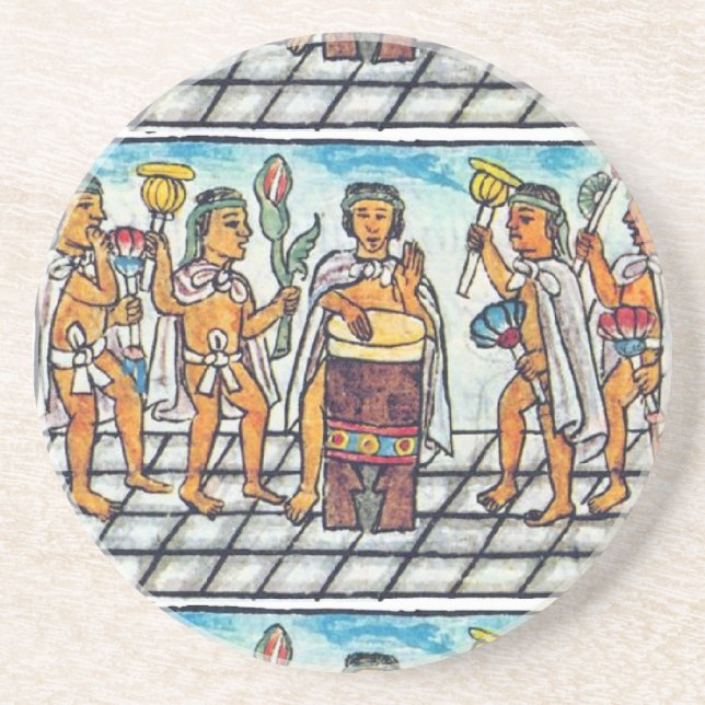 Posavasos Músicos aztecos ilustrados en el siglo XVI (Frente)