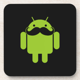 Posavasos Mustache del icono del robot android en negro