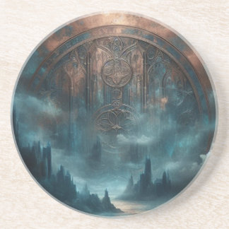 Posavasos Mystic Gothic Steampunk Art - Blue Copper Patina 