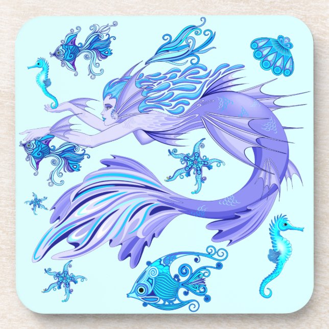 Posavasos Mystic Mermaid Fairy Purple Creple Ceramic Tile (Frente)
