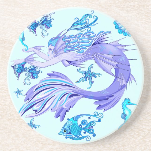Posavasos Mystic Mermaid Fairy Purple Creple Ceramic Tile (Frente)