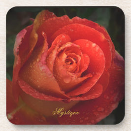 Posavasos Mystique Dark Botanical Red Orange Rose Coaster