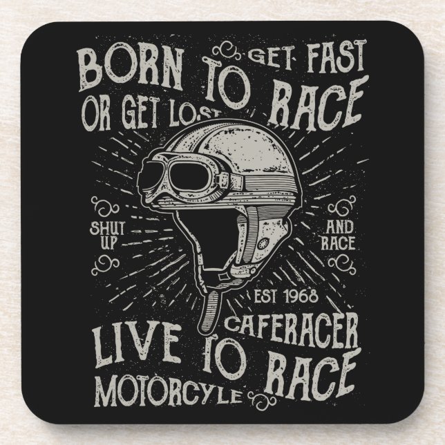 Posavasos Nacido En Raza Consigue Rápido Cafe Racer Motorcyc (Frente)