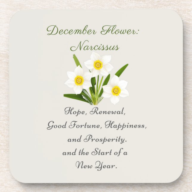 Posavasos Nacimiento Diciembre Mes Flor Narcissus Elegante (Frente)