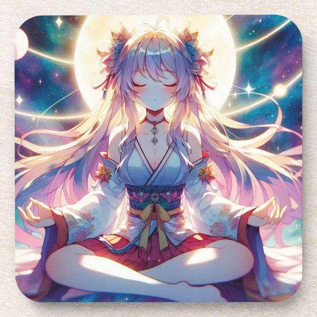 Posavasos Namaste Anime Chica Meditando (Frente)