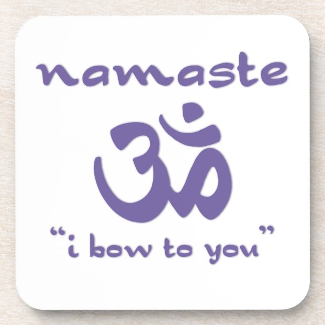 Posavasos Namaste - me inclino ante ti (en púrpura) (Frente)