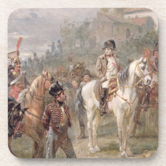Posavasos Napoleon y sus tropas (aceite en el panel) (par de (Frente)