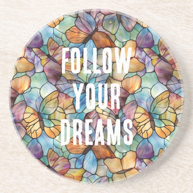 Posavasos Naranja azul turquesa Mariposas púrpura (Frente)