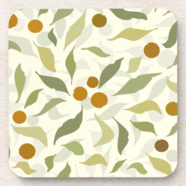 Posavasos Naranja Berries y hojas en crema - patrón.