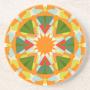 Posavasos Naranja brillante estrella verde estrella ecléctic