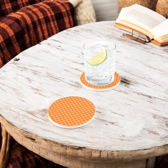 Posavasos Naranja Buffalo Plaid Holiday (Subido por el creador)