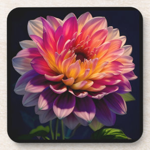 Posavasos Naranja caliente y flor de Dahlia rosa