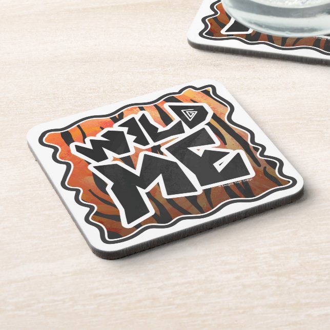 Posavasos Naranja caliente y papel negro de tigre salvaje (Lado Izquierdo)