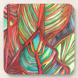 Posavasos Naranja Canna deja acuarela arte original