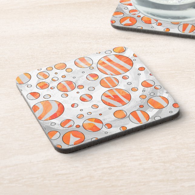 Posavasos Naranja cebra y punto de polka blanca (Lado Izquierdo)