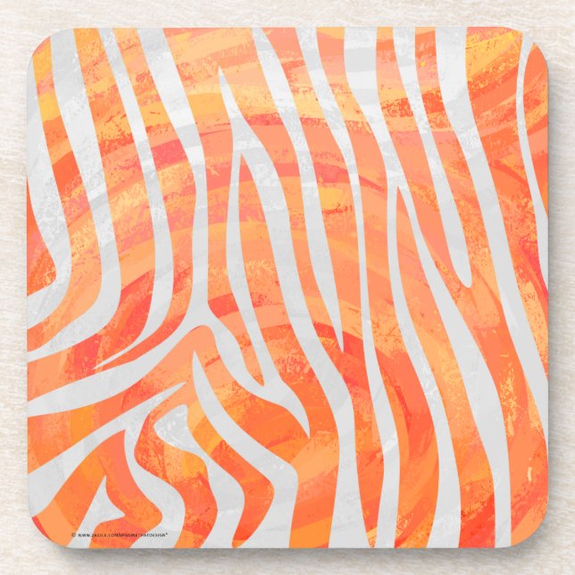 Posavasos Naranja de cebra y impresión en blanco (Frente)