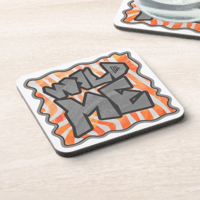 Posavasos Naranja de cebra y Wild Me blanco (Lado Izquierdo)