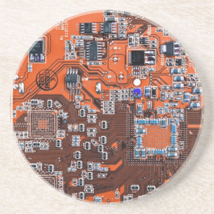Posavasos Naranja de la placa de circuito del geek de la com