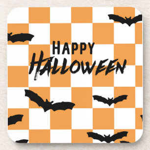 Posavasos Naranja de tablero de ajedrez moderno de Halloween