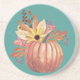 Posavasos Naranja de terracota floral de calabaza de otoño y