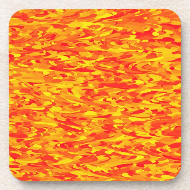 Posavasos Naranja del patrón abstracto amarillo rojo (Frente)