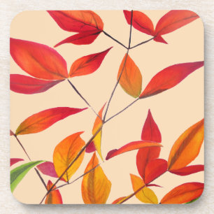 Posavasos Naranja El otoño deja arte acuarela original