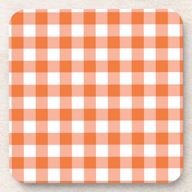 Posavasos Naranja Gingham Coaster (Frente)