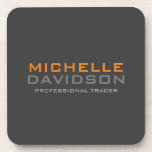 Posavasos Naranja Gris moderno Texto negrita Nombre Minimali<br><div class="desc">Diseños modernos y sencillos Minimalistas. Todos son simples,  atractivos,  únicos.</div>