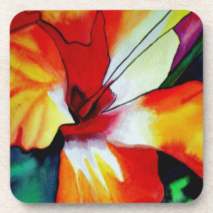 Posavasos Naranja Hibiscus flor tropical acuarela arte