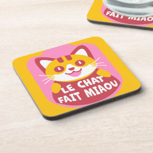 Posavasos Naranja lindo tabby, Personalizado de gato, dice c