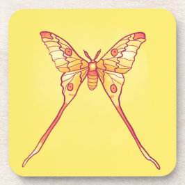 Posavasos Naranja Luna Moth Art - Insectos coloridos