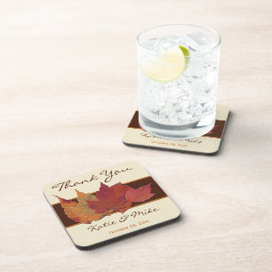 Posavasos Naranja Marrón Marfil Dried Leaves Coaster Set (6)