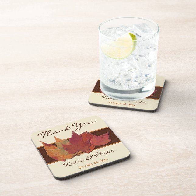 Posavasos Naranja Marrón Marfil Dried Leaves Coaster Set (6) (Lado Derecho)
