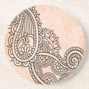 Posavasos Naranja Mehndi Motif Sandstone Coaster
