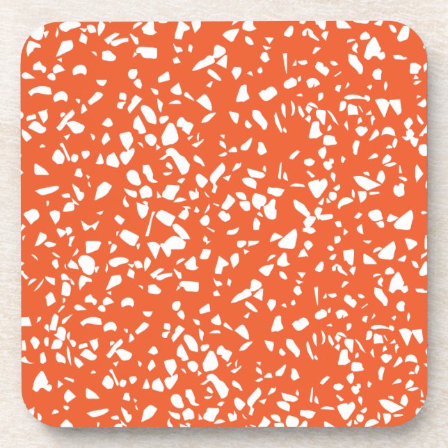 Posavasos Naranja Moderno Terrazzo Coasters de Mid Century (Frente)