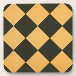Posavasos Naranja negro de diseño de vintage Checker