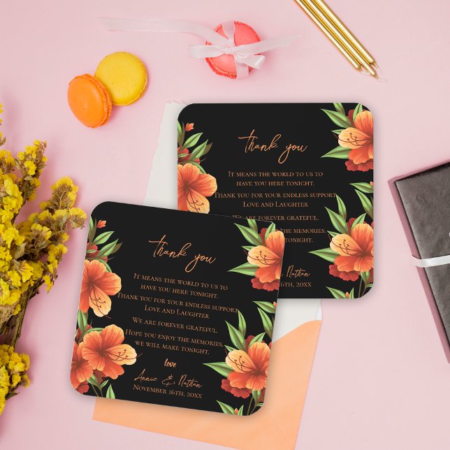 Posavasos Naranja oscuro florece Boda floral de moda (Dark Orange Flowers Trendy Floral Wedding Beverage Coaster)