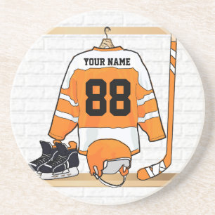 Posavasos Naranja personalizado y Jersey de hockey sobre hie