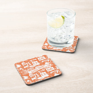 Posavasos Naranja retro o cualquier patrón de teléfono de co